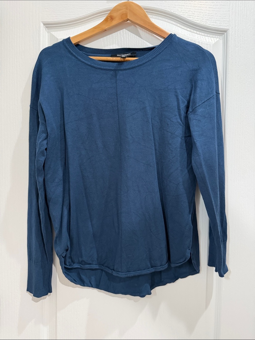 Ellen Tracy Sea Blue Long-Sleeve Crewneck sweater Size SM